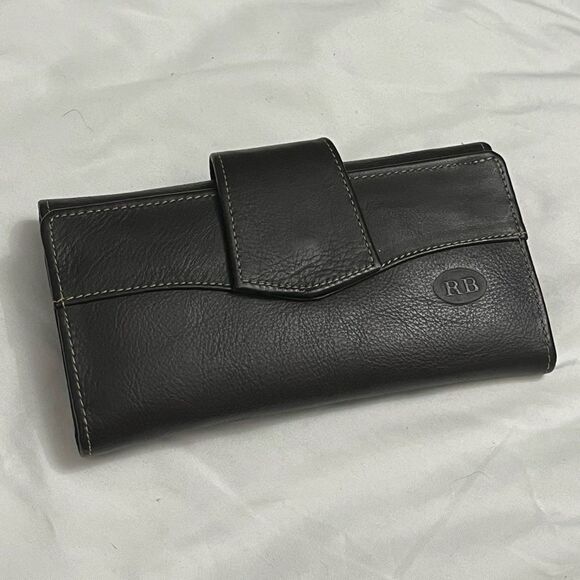 NWT RB GENUINE LEATHER WALLET CHECKBOOK COVER 100% QUALITY 15 CARD SLOTS 4 CASH - Picture 1 of 6